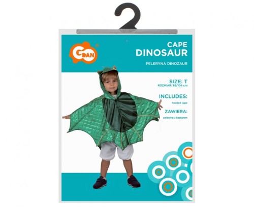 Peleryna Dinozaur z kapturem Przebranie Strój Kostium rozm. 92/104 cm