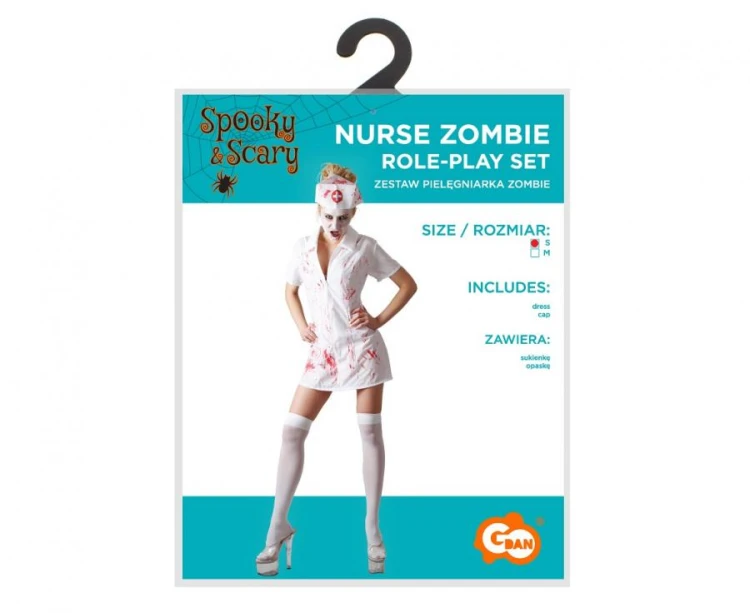 Zestaw dla dorosłych Pielęgniarka Zombie Przebranie Strój Kostium rozm. S