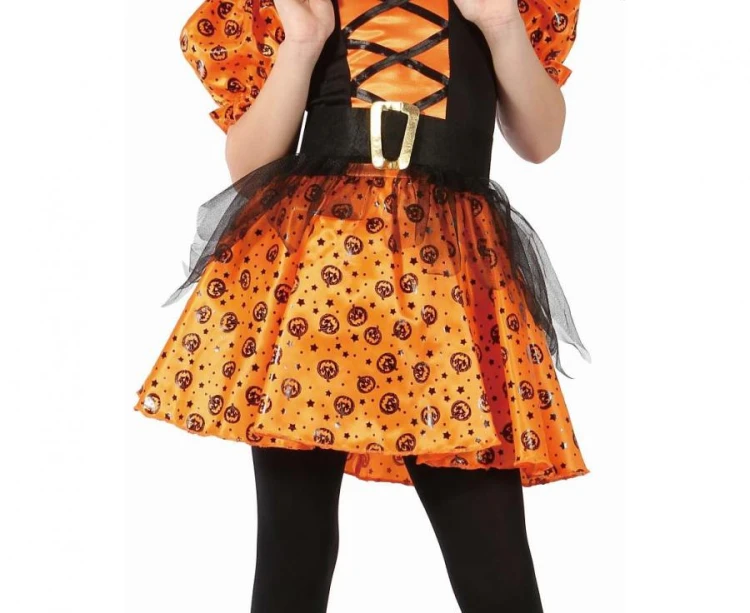 Zestaw dla dzieci Pomarańczowa Czarownica Przebranie Strój rozm. 110/120 cm