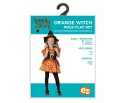 Zestaw dla dzieci Pomarańczowa Czarownica Przebranie Strój rozm. 110/120 cm