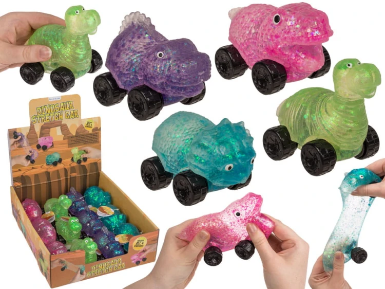 Rozciągliwy Dinozaur na Kółkach Zabawka Sensoryczna jeżdżący Gniotek  (1).jpg