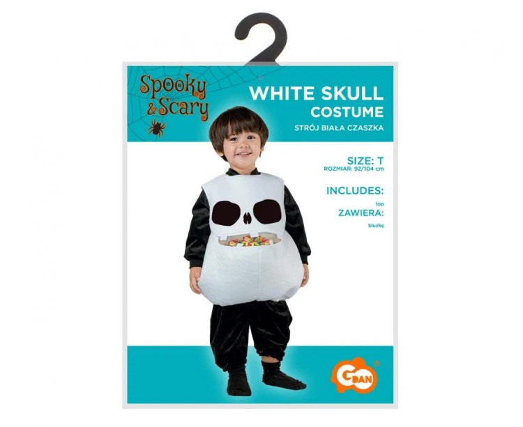 Strój dla dzieci Biała Czaszka Bluza Przebranie Strój rozm. 92/104 cm