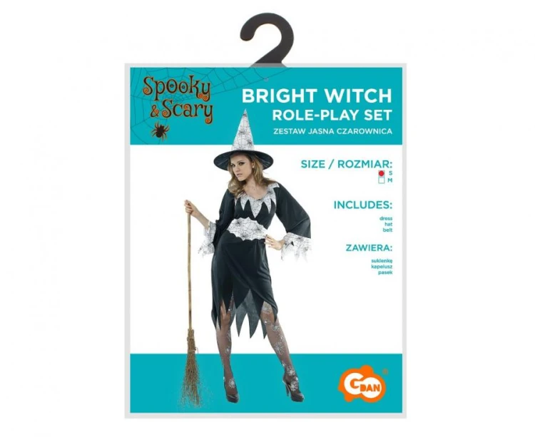 Zestaw dla dorosłych Jasna Czarownica Przebranie Strój Kostium rozm. S