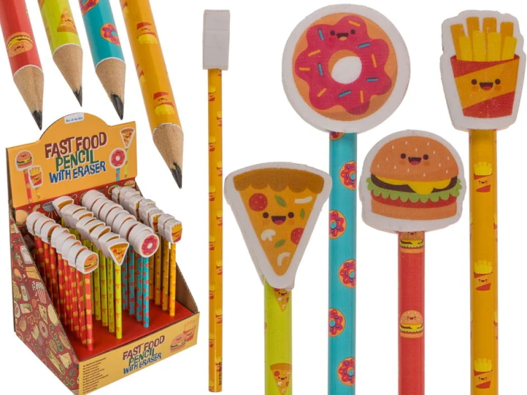 Ołówek z Gumką Fast Food  mix hamburger frytki pizza donut  (1).jpg