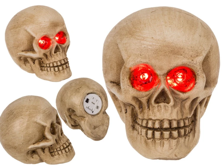 Czaszka z Czerwonymi Oczami LED świecąca Mroczna Dekoracja z Charakterem  (1).jpg