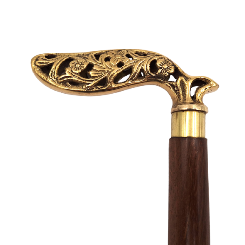 Składana Drewniana Laska inwalidzka Zdobiona Rączka Stylowa Klasa 91.5cm  (1).png