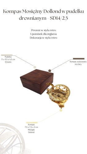 Kompas Mosiężny Dollond w Drewnianym Pudełku Klasyczny Replika  (1).jpg