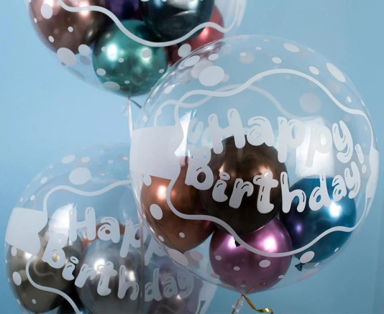 Balon Takara Bubble Balloon Happy Birthday 400 mm 10 szt Mocne Wytrzymałe