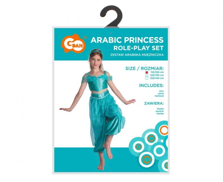 Zestaw dla dzieci Arabska Księżniczka Przebranie Strój rozm. 110/120 cm