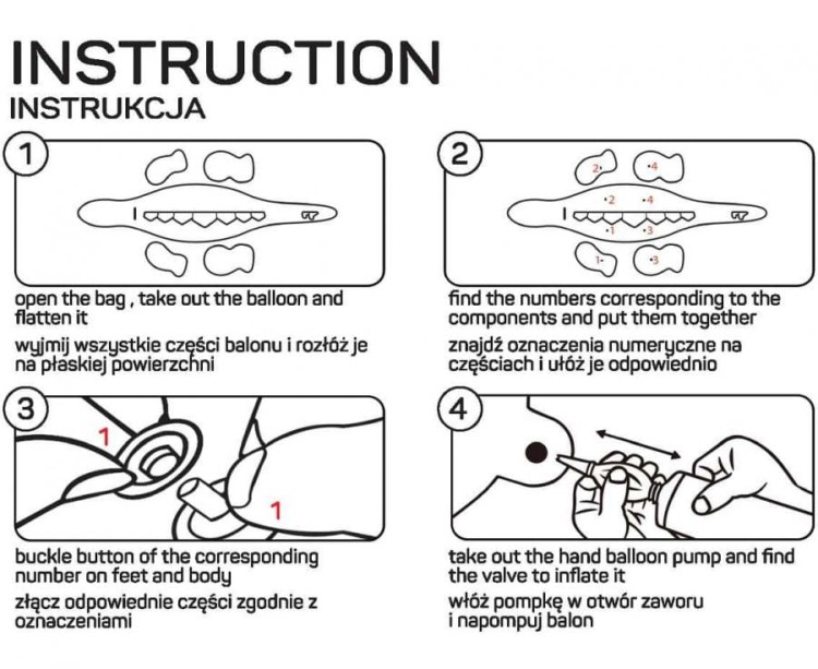 Balon foliowy Dinozaur Stegozaur 238x91x103 cm z pompką XXL Gigant Wielki