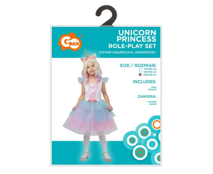 Zestaw dla dzieci Księżniczka Jednorożec Przebranie Strój rozm.130/140 cm