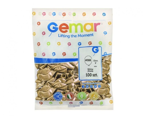 Balony chromowane błyszczące shiny 13 cm (5") - złote 100 szt.
