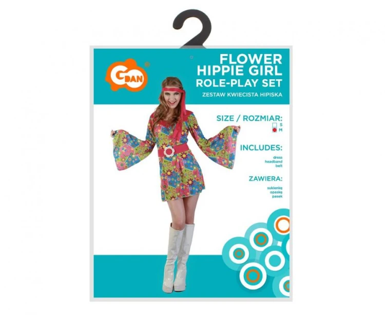 Zestaw dla dorosłych Kwiecista Hipiska Przebranie Strój Kostium rozm. M