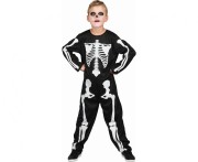 Strój Kościotrupa Dla Dzieci 120/130cm Czarno-biały Kombinezon na Halloween