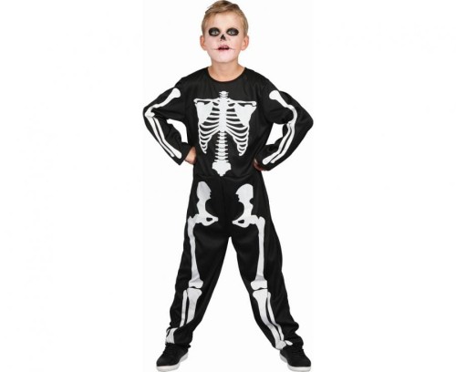 Strój Kościotrupa Dla Dzieci 120/130cm Czarno-biały Kombinezon na Halloween