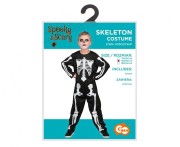 Strój Kościotrupa Dla Dzieci 120/130cm Czarno-biały Kombinezon na Halloween