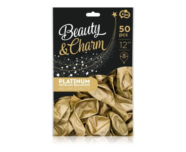 Balony Chromowane Złote Beauty&Charm 12" (30 cm), 50 szt.