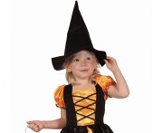 Strój Pomarańczowej Czarownicy Dzieci Sukienka i Kapelusz Rozmiar 92/104 cm