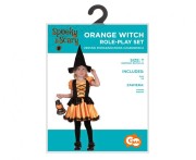 Strój Pomarańczowej Czarownicy Dzieci Sukienka i Kapelusz Rozmiar 92/104 cm