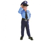 Strój Niebieski Policjant dla dzieci 92/104 cm – Kostium z czapką i paskiem