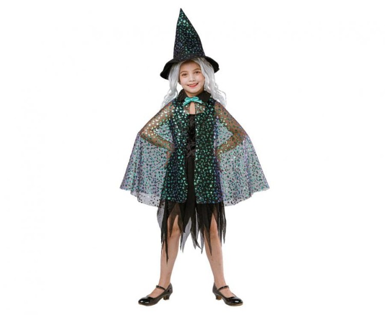 Strój Czarownicy 120/130 cm – Peleryna i kapelusz