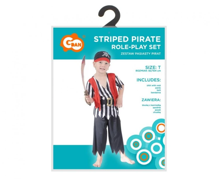 Strój Pasiasty Pirat na Halloween Przebranie dla Chłopca rozm Uniwersalny