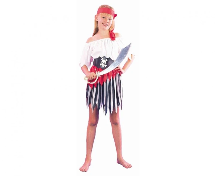 Strój Pasiasta Piratka dla Dziewczynki | Przebranie 130/140 cm