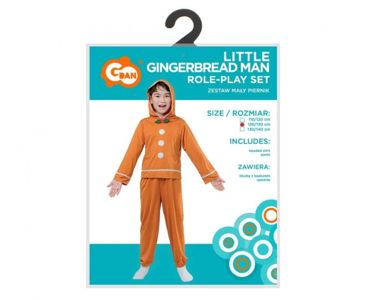 Strój Mały Piernik dla Dzieci 120/130 cm | Świąteczne Przebranie z Kapturem