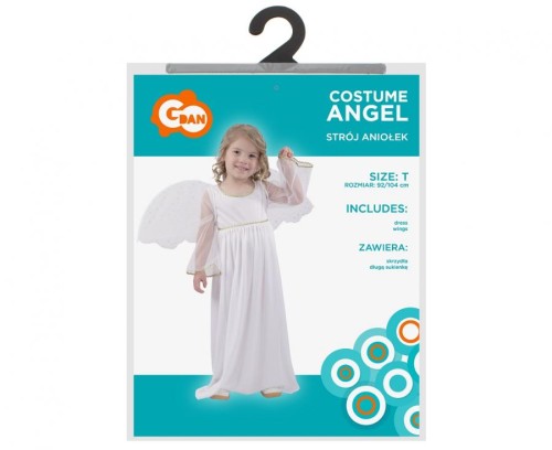 Strój Aniołek dla Dziewczynki 92/104 cm | Sukienka + Skrzydła