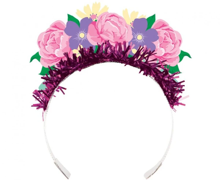 Tiara z Frędzlami Floral Tea Party – 4 szt. | Dekoracje Imprezowe