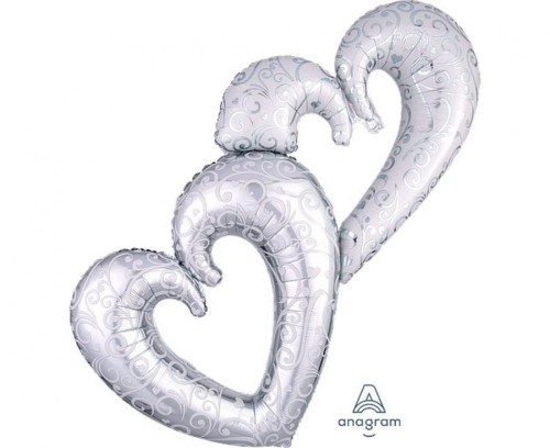 Balon foliowy Złączone Serca Srebrne