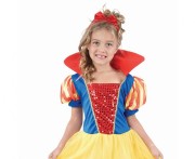 Zestaw dla Dzieci Wytworna Śnieżka – Sukienka z Kołnierzem, Opaska, Rozm. 130/140 cm