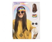 Przebranie Hipisa Hippie John – Zestaw Retro z Opaską, Peruką i Okularami