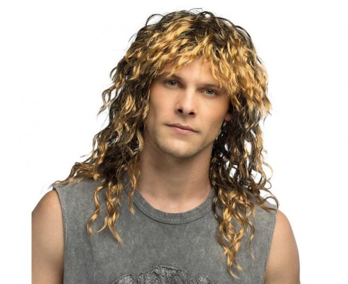 Peruka Kręcone Włosy Keith – Brązowe Lokki Rock&Roll, Uniwersalny Rozmiar