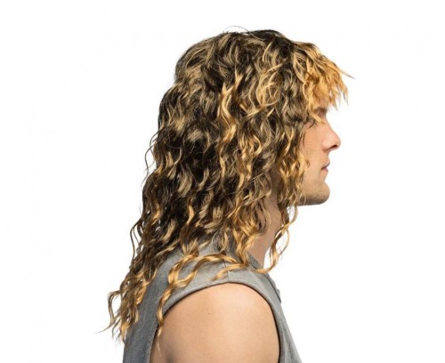 Peruka Kręcone Włosy Keith – Brązowe Lokki Rock&Roll, Uniwersalny Rozmiar