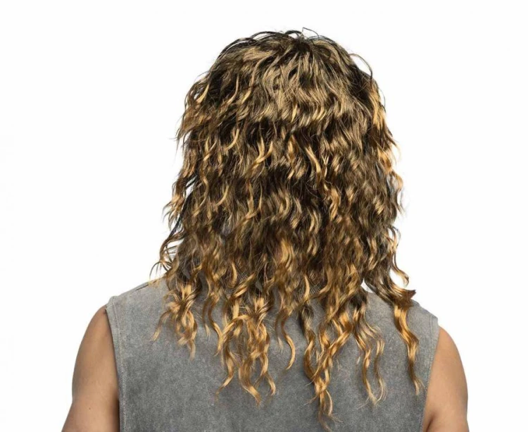 Peruka Kręcone Włosy Keith – Brązowe Lokki Rock&Roll, Uniwersalny Rozmiar