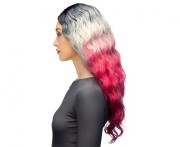 Peruka Komiko Ombre – Czarno-Szaro-Różowe Loki, Uniwersalna