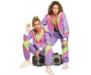 Dres Męski Retro XL – Neonowy Lawendowy Kostium z Opaską