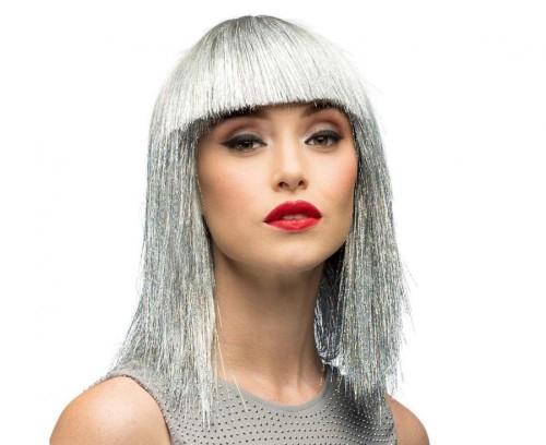 Srebrna peruka z siateczką Boland – uniwersalny rozmiar, 1 szt.