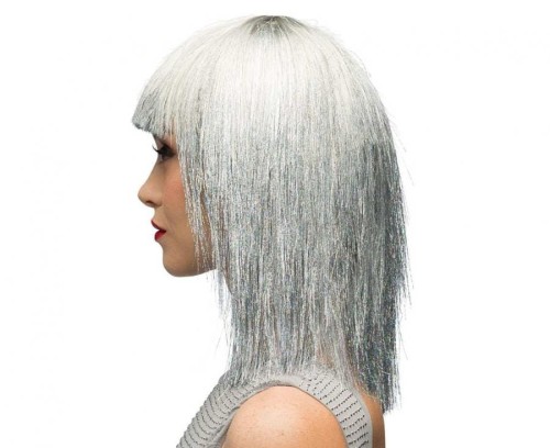Srebrna peruka z siateczką Boland – uniwersalny rozmiar, 1 szt.