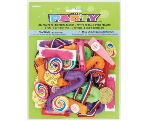 Zestaw 36 zabawek do piniaty – drobiazgi na urodzinową zabawę