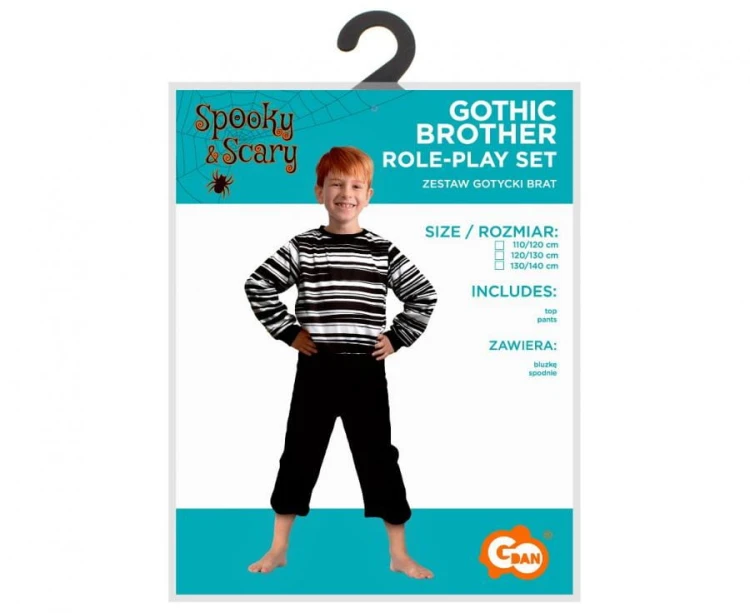 Zestaw Gotycki Brat dla dzieci 120/130 cm – strój na Halloween, karnawał