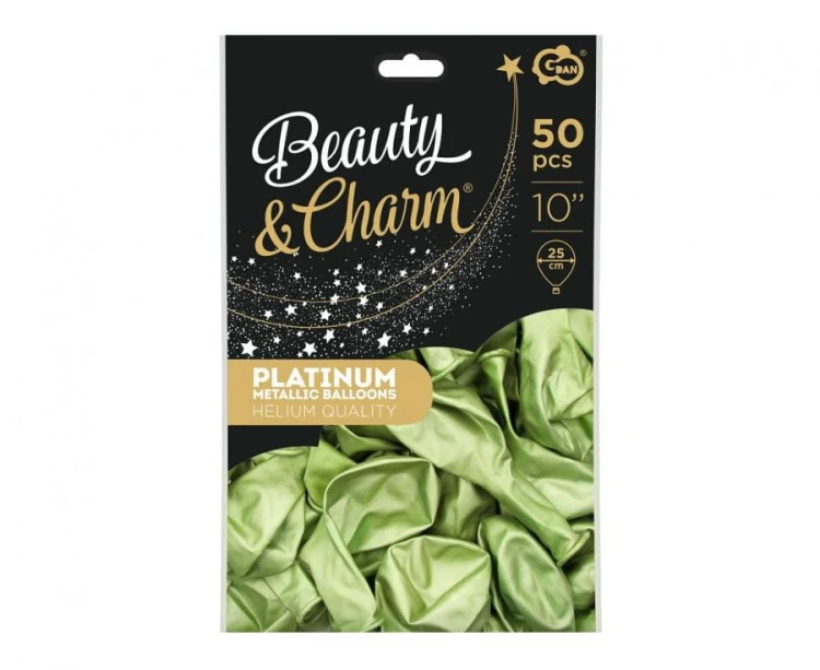 Balony Beauty&Charm platynowe oliwkowe 10" – 50 sztuk