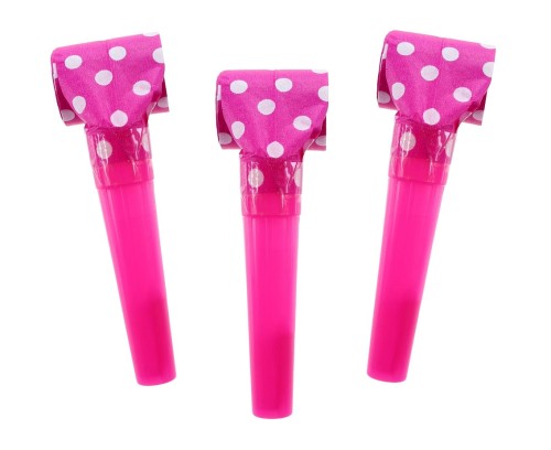 Gwizdki papierowe magenta w groszki – 100 sztuk, dekoracja na imprezy