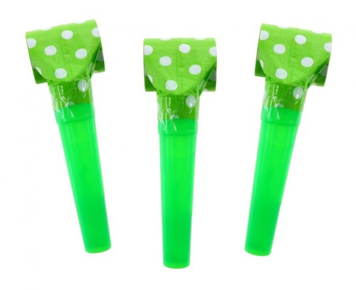 Gwizdki papierowe pistacjowe w groszki – 100 sztuk, dekoracja przyjęć