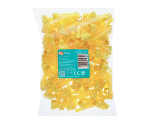 Gwizdki papierowe żółte w groszki – 100 sztuk, dekoracja imprezowa