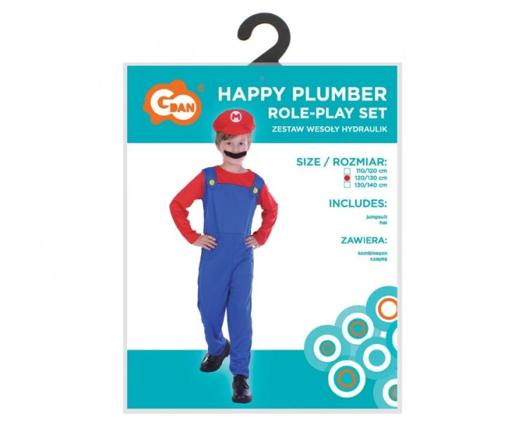 Strój dla dzieci Wesoły Hydraulik (kombinezon + czapka), rozm. 120/130