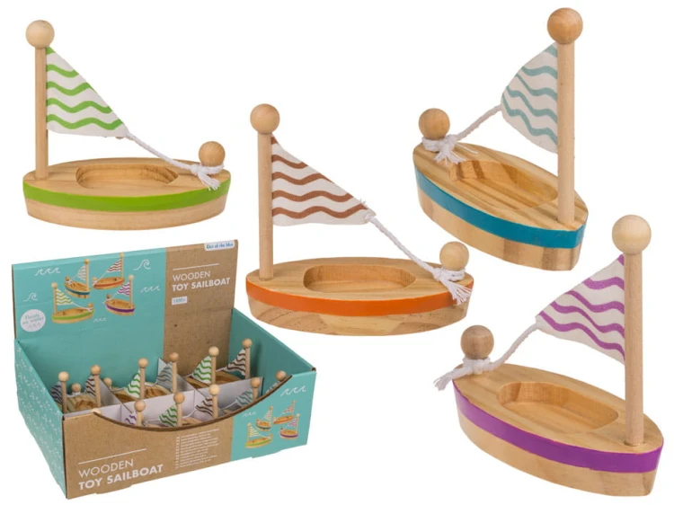 Drewniana Żaglówka dla Dzieci – Zabawka Retro, 4 Kolory (Mix)  (1).jpg