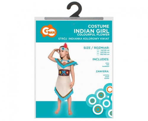Strój Indianki dla Dziewczynki – Rozmiar 120/130 cm, 3-częściowy Zestaw