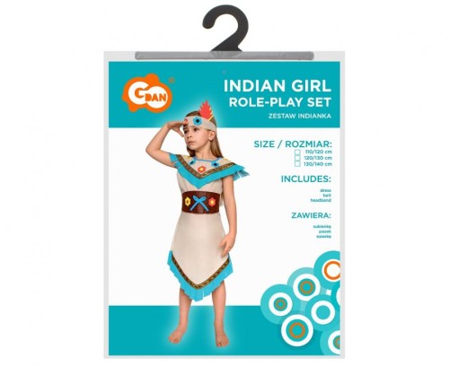 Strój Indianki Kolorowy Kwiat dla Dziewczynki – Rozmiar 130/140 cm